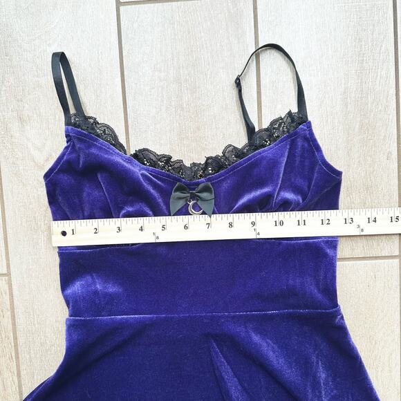 Mini Whimsygoth Dark Purple Velvet Dress Small Celestial Witchy Retro 90s Y2K - Picture 6 of 7